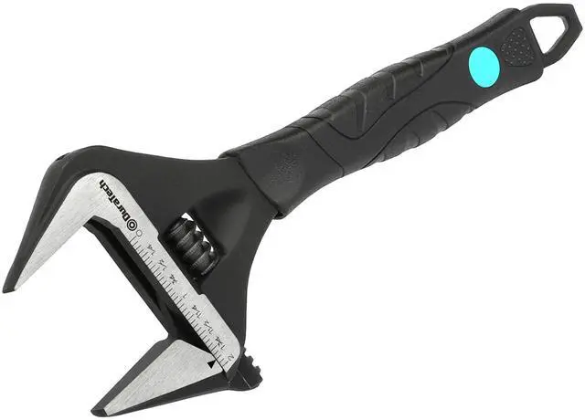 Main image of 10-Inch Wide Jaw Adjustable Wrench | Black Oxide Finish Plumbing Wrench, CR-V Steel, SAE and Metric Scale Marked, Ergonomic Grip