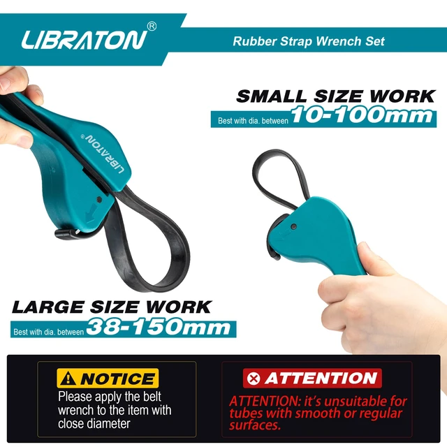 Alt view image 2 of 7 - 2PCS Strap Wrench Set, Oil Filter Wrench, Rubber Strap Wrench Heavy Duty Adjustable Strap Wrench for Oil Filter Removal, Jar Opener, Plumbing, Pipe Repair and Auto Maintenance