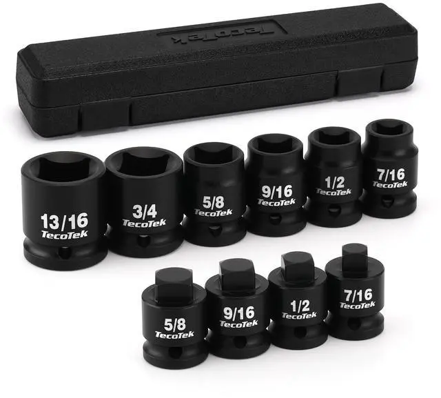 Main image of 1/2" Drive Pipe Plug Socket Set, Square Drive Socket, 10-Piece, SAE, 4 Point Sockets, CR-MO, Tapered Male Square 7/16'' - 5/8'', Chamfered Female Square 7/16'' - 13/16''
