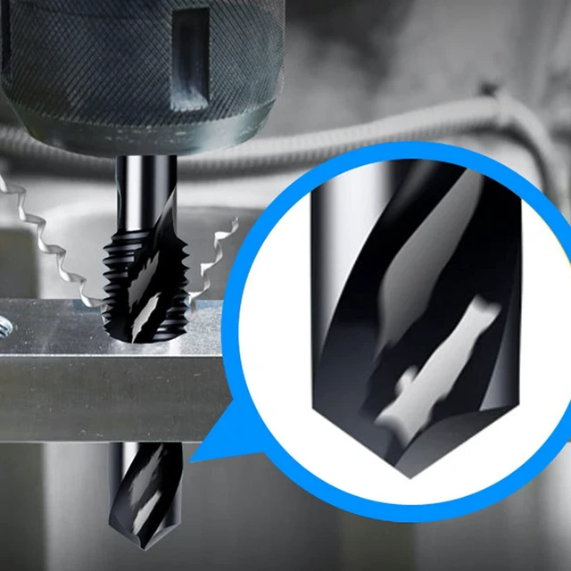 Alt view image 5 of 7 - 6-Piece 10-32NC Combination Drill Tap Countersink Bit Set SAE, Made of High-Speed Steel with Anti-Rust Blackened Coating, Ideal for Soft Metal, Wood & Plastic, 10-32NC Thread Size, 1/4 Hex Shank