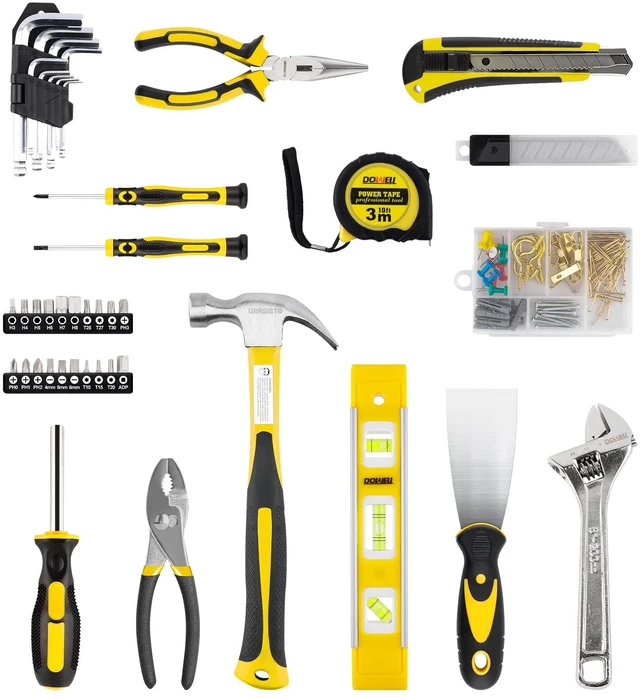 Alt view image 2 of 6 - 146PCS Homeowner Tool Set, Household Repairing Tool Kit with 14-Inch Wide Mouth Open Storage Tool Bag (Pack of 3)