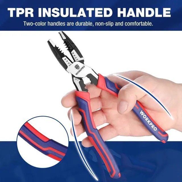 Alt view image 6 of 7 - 6-in-1 Linesman Pliers with Wire Cutter and Stripper, 8 Inch Multipurpose Combination Pliers, Premium CRV Steel Hand Tool Plier for Twisting Cutting Wires and Clamping Screws