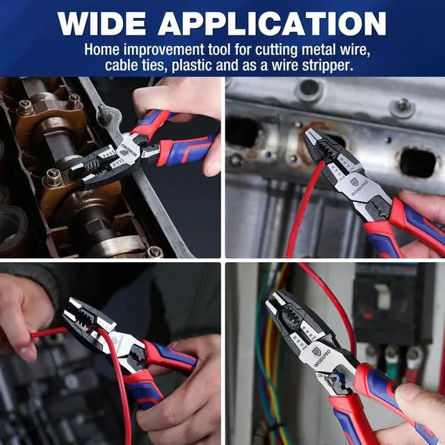 Alt view image 5 of 7 - 6-in-1 Linesman Pliers with Wire Cutter and Stripper, 8 Inch Multipurpose Combination Pliers, Premium CRV Steel Hand Tool Plier for Twisting Cutting Wires and Clamping Screws