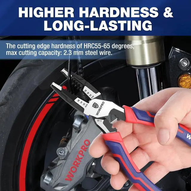 Alt view image 7 of 7 - 6-in-1 Linesman Pliers with Wire Cutter and Stripper, 8 Inch Multipurpose Combination Pliers, Premium CRV Steel Hand Tool Plier for Twisting Cutting Wires and Clamping Screws