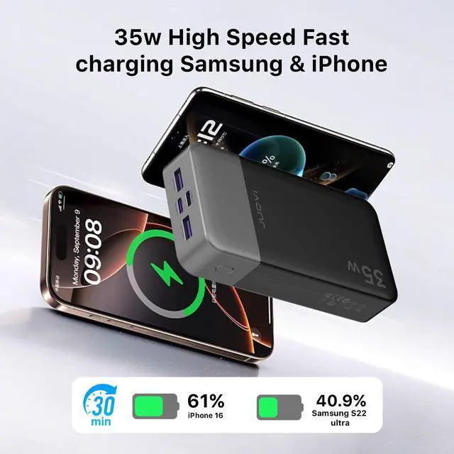 Alt view image 2 of 7 - Power Bank Portable Charger 20000mAh 35W Fast ChargingPD 3.0 QC 4.0 Phone Charger with LED Display, Travel Battery Pack 2 USB C 2 USB A Ports for iPhone 16/15/14 Series, Galaxy, iPad