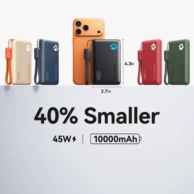 Alt view image 2 of 6 - Portable Charger, Slimmest 10000mAh 20W PD Power Bank, USB C in&Out High-Speed Charging Battery Pack, External Phone Powerbank Compatible with iPhone 16 15 14 13 Samsung S22 S21 Google iPad etc