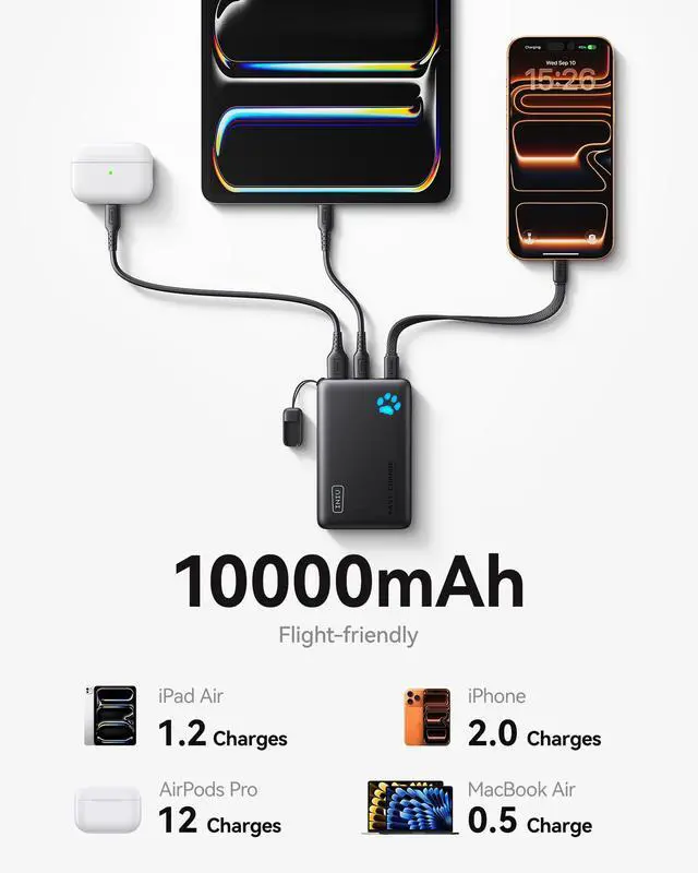 Alt view image 5 of 6 - Portable Charger, Slimmest 10000mAh 20W PD Power Bank, USB C in&Out High-Speed Charging Battery Pack, External Phone Powerbank Compatible with iPhone 16 15 14 13 Samsung S22 S21 Google iPad etc