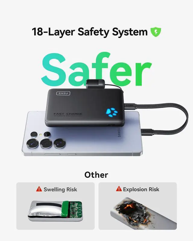 Alt view image 6 of 6 - Portable Charger, Slimmest 10000mAh 20W PD Power Bank, USB C in&Out High-Speed Charging Battery Pack, External Phone Powerbank Compatible with iPhone 16 15 14 13 Samsung S22 S21 Google iPad etc