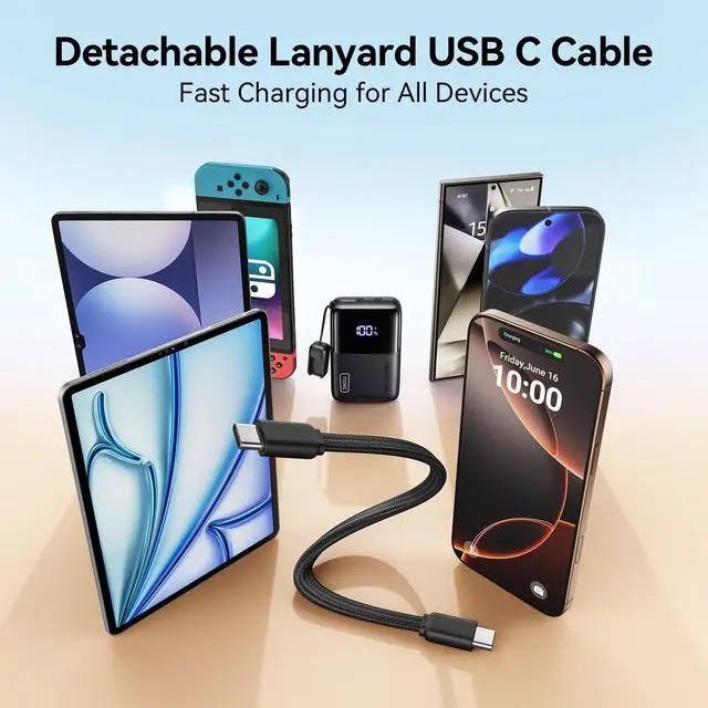 Alt view image 5 of 7 - Mini Portable Charger, Small 45W PD Power Bank, 10000mAh USB C in&Out Fast Charging Pocket Size Battery Pack, Travel Essentials Powerbank for iPhone 17 16 15 14 Pro Air, Xiaomi, Samsung S24 etc