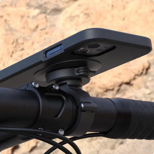 Alt view image 2 of 7 - Bike Handlebar Phone Mount with Dual Lock System Universal Clamp for Scooter, E-Bike, MTB | 3M Adhesive Adapter | CNC Aluminum Holder