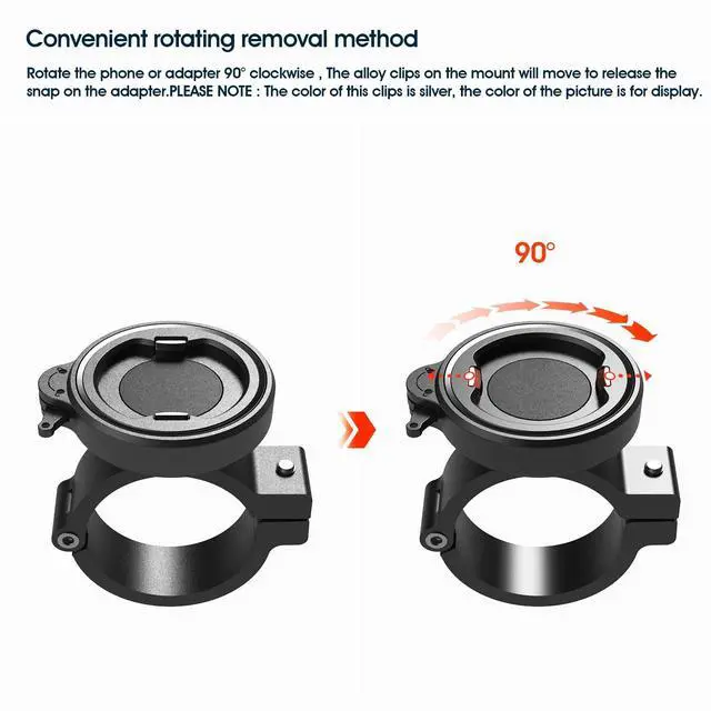 Alt view image 5 of 7 - Bike Handlebar Phone Mount with Dual Lock System Universal Clamp for Scooter, E-Bike, MTB | 3M Adhesive Adapter | CNC Aluminum Holder