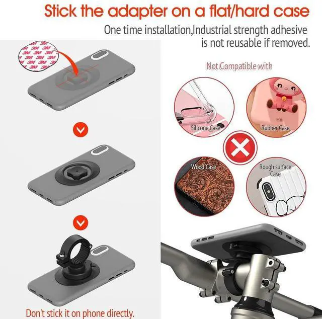 Alt view image 6 of 7 - Bike Handlebar Phone Mount with Dual Lock System Universal Clamp for Scooter, E-Bike, MTB | 3M Adhesive Adapter | CNC Aluminum Holder