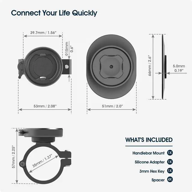 Alt view image 7 of 7 - Bike Handlebar Phone Mount with Dual Lock System Universal Clamp for Scooter, E-Bike, MTB | 3M Adhesive Adapter | CNC Aluminum Holder
