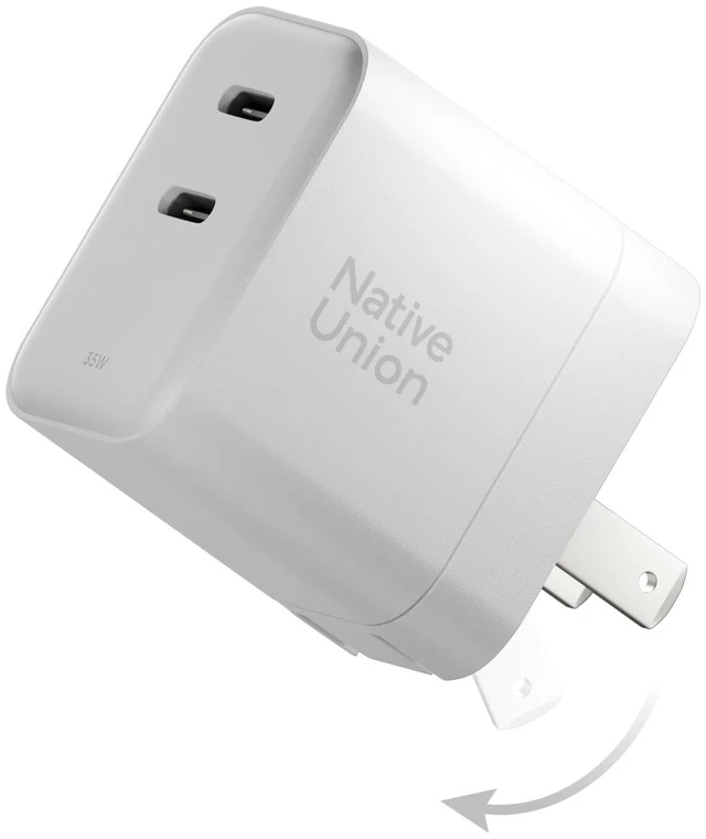 Main image of Native Union Fast GaN Charger PD 35W Ultra-Compact Power Delivery Enabled USB-C Charger Up to 35W for MacBook Air, iPads, iPhones & More (White)