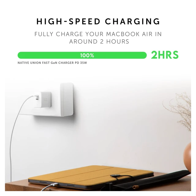 Alt view image 7 of 7 - Native Union Fast GaN Charger PD 35W Ultra-Compact Power Delivery Enabled USB-C Charger Up to 35W for MacBook Air, iPads, iPhones & More (White)