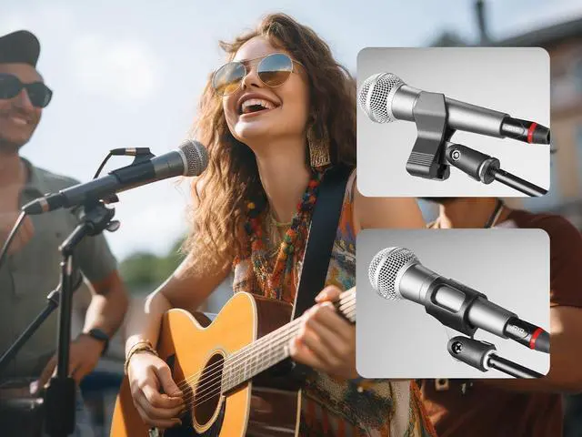 Alt view image 7 of 7 - Microphone Floor Stand with Phone/Tablet Holder, Adjustable Boom Mic Stand with Heavy-Duty Base, Dual Device Mount for Streaming, Podcasting, Recording, and Live Performances GMS-04