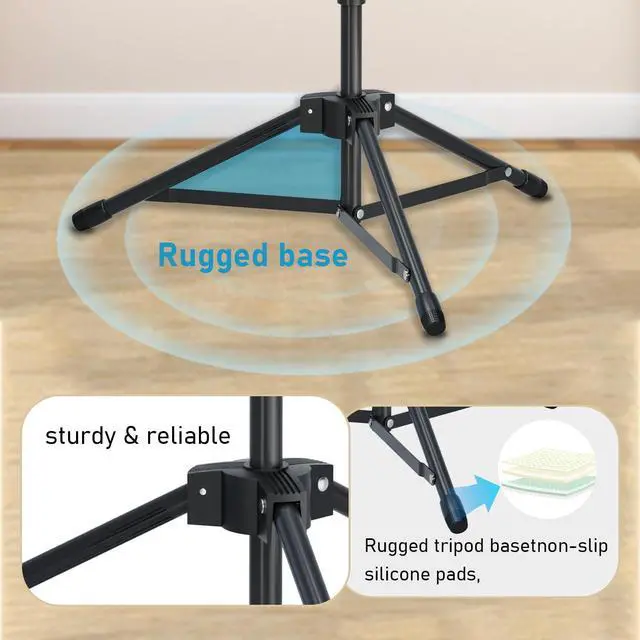 Alt view image 6 of 7 - Microphone Floor Stand with Phone/Tablet Holder, Adjustable Boom Mic Stand with Heavy-Duty Base, Dual Device Mount for Streaming, Podcasting, Recording, and Live Performances GMS-04
