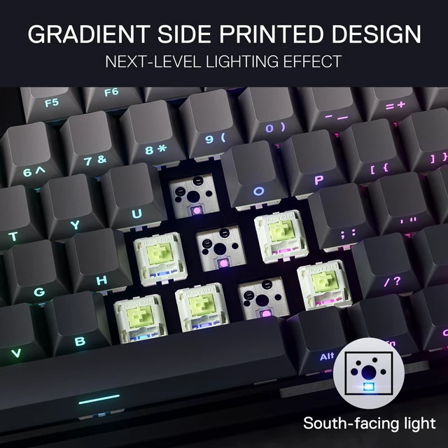Alt view image 7 of 7 - K673 PRO Wireless 81-Key RGB Gasket Gaming Keyboard, Scroll Knob | Multi-Function Control Wheel, 0-Delay Tri-Mode, Cushioned 5-Layer Noise Dampening for Creamy Thocky Sound, Compact 80% Size