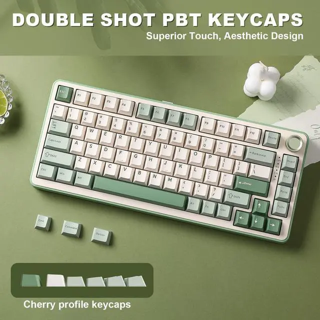 Alt view image 7 of 7 - B75 PRO Wireless Mechanical Keyboard,75% Layout with Knob,Hot Swap Gasket Structure,Creamy Pre-lubed Switches,RGB Backlit,Bluetooth/Type-C/2.4G for Win/Mac (Matcha Green, Milk Switch)