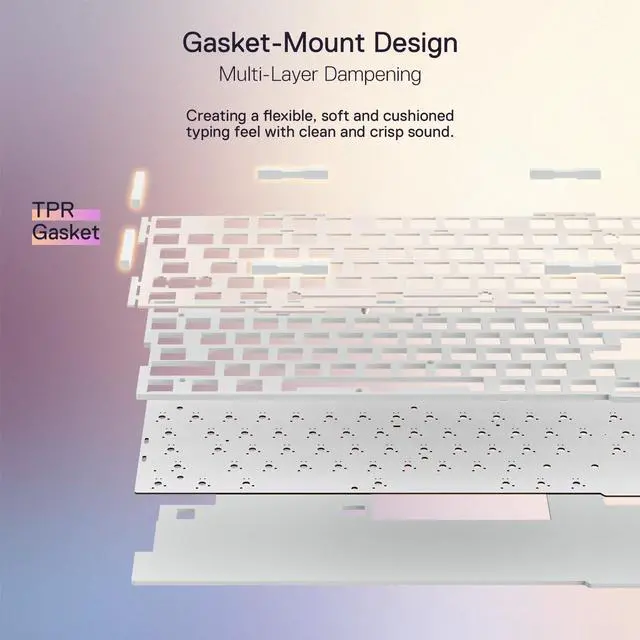 Alt view image 4 of 7 - K673 PRO 75% Wireless Gasket RGB Gaming Keyboard, 3-Modes 81 Keys Compact Mechanical Keyboard w/Hot-Swap Socket, Dedicated Knob Control & Sound Absorbing Pads, Linear Red Switch