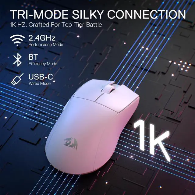 Alt view image 2 of 7 - M916 PRO 3-Mode Wireless Gaming Mouse, 55G Ultra-Light 26K DPI Mouse w/Ergonomic Natural Grip Build, Full Programmable Buttons, Software Supports DIY Keybinds & DPI
