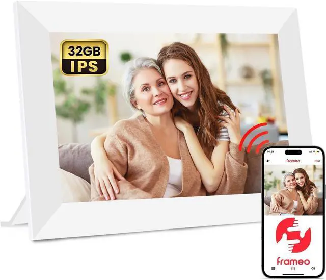 Main image of WiFi Digital Picture Frame 32GB Memory 10.1 Inch, 1280x800 HD IPS Touch Screen Photo Frame Electronic, Easy Setup, Share Photos or Videos Anywhere via Free Frameo APP