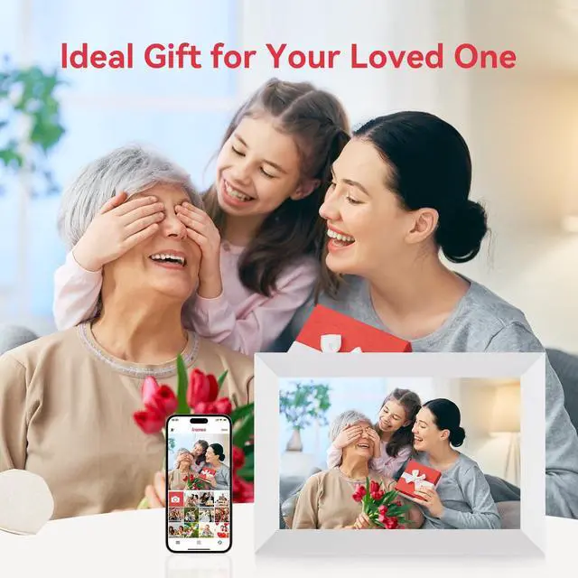 Alt view image 6 of 7 - WiFi Digital Picture Frame 32GB Memory 10.1 Inch, 1280x800 HD IPS Touch Screen Photo Frame Electronic, Easy Setup, Share Photos or Videos Anywhere via Free Frameo APP