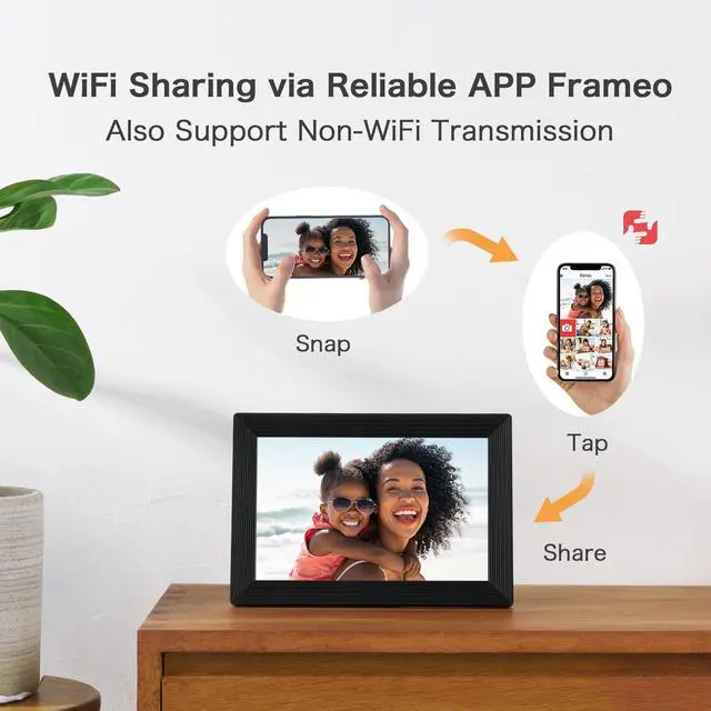 Alt view image 3 of 7 - Digital Picture Frame, WiFi 10.1 Inch 1280*800IPS HD Touch Screen Digital Photo Frame, 16GB Memory, Auto-Rotate, Share Picture Video, Birthday Gifts for Women, Gifts for Mom, Dad, Wedding Gifts