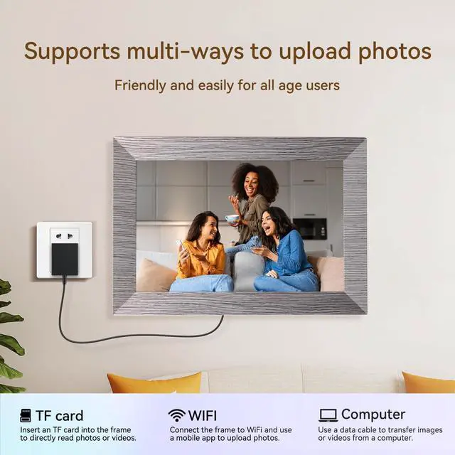 Alt view image 4 of 7 - 10.1 Inch Digital Picture Frame with 32GB Storage, WiFi Digital Photo Frame 1280x800 HD IPS Touchscreen, Easy Setup for Photo & Video Sharing via Free App