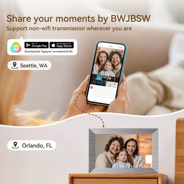 Alt view image 5 of 7 - 10.1 Inch Digital Picture Frame with 32GB Storage, WiFi Digital Photo Frame 1280x800 HD IPS Touchscreen, Easy Setup for Photo & Video Sharing via Free App