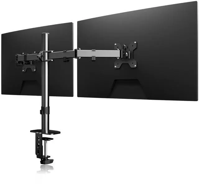 Main image of Dual Monitor Desk Mount, Adjustable Dual Monitor Arm for 2 Computer Screens up to 27 inch, Dual Gas Spring Monitor Arm, Holds up to 22 lbs Each, VESA 75x75/100x100 mm, Black (MD9442)