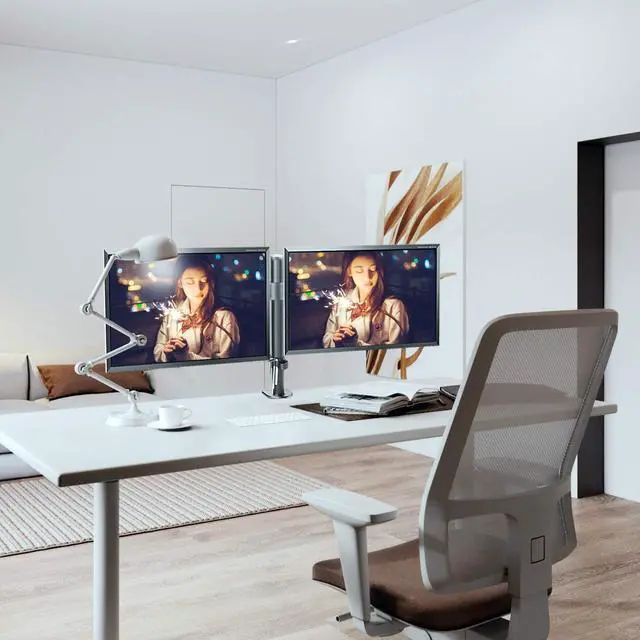 Alt view image 7 of 7 - Dual Monitor Desk Mount, Adjustable Dual Monitor Arm for 2 Computer Screens up to 27 inch, Dual Gas Spring Monitor Arm, Holds up to 22 lbs Each, VESA 75x75/100x100 mm, Black (MD9442)