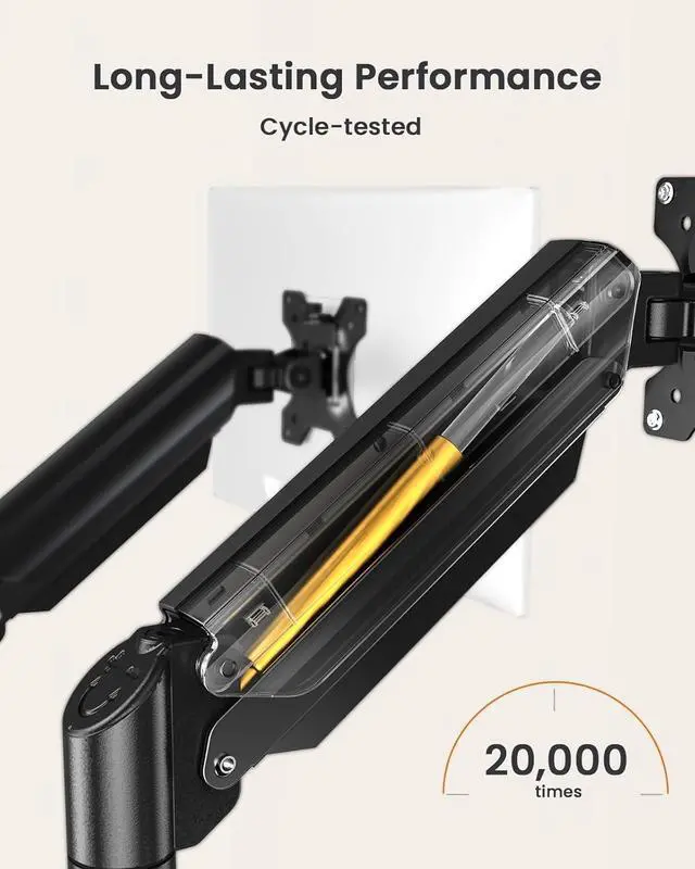 Alt view image 3 of 7 - Dual Monitor Stand up to 33 inches Screen, Load-Bearing Max 22 lbs Each Arm, Adjustable Dual Monitor Mount, Sturdy Steel vesa Monitor Mount with Stable VESA 75x75 100x100mm