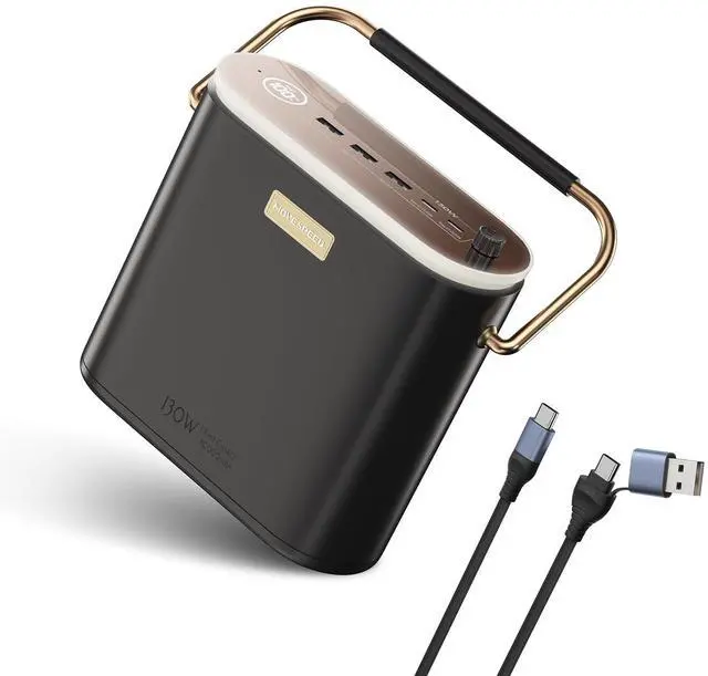 Main image of 80,000mAh Power Bank 130W Portable Power Station with Digital Display, Lighting, USB C 5-Port Support Solar