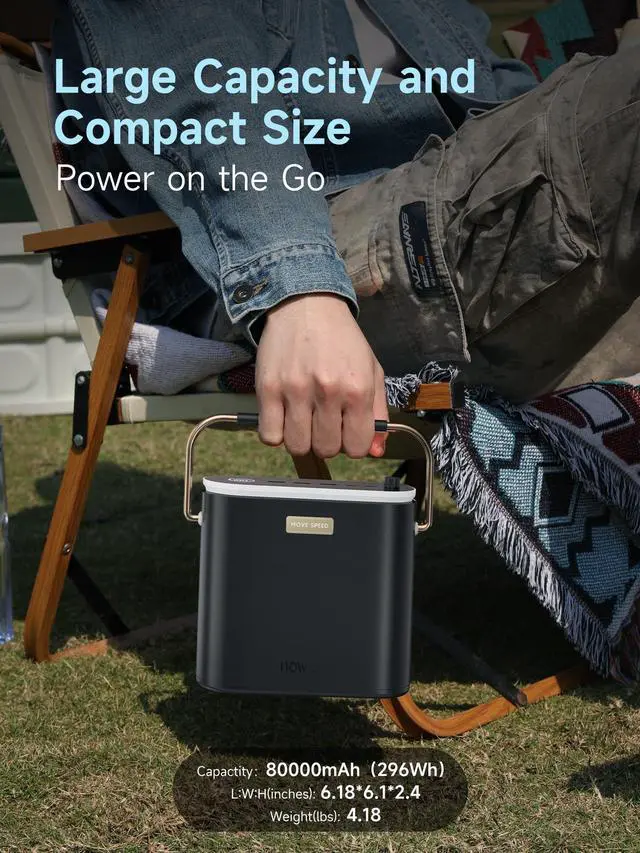 Alt view image 3 of 7 - 80,000mAh Power Bank 130W Portable Power Station with Digital Display, Lighting, USB C 5-Port Support Solar