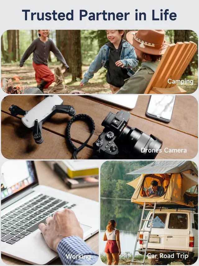 Alt view image 7 of 7 - 80,000mAh Power Bank 130W Portable Power Station with Digital Display, Lighting, USB C 5-Port Support Solar