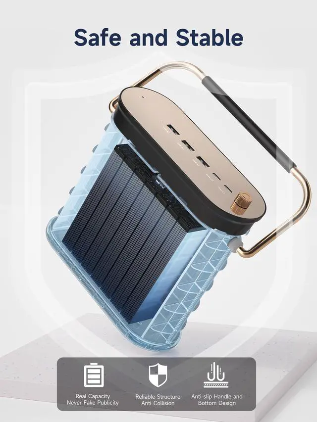 Alt view image 6 of 7 - 80,000mAh Power Bank 130W Portable Power Station with Digital Display, Lighting, USB C 5-Port Support Solar