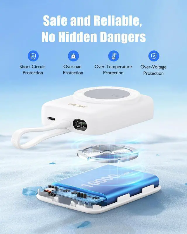 Alt view image 2 of 6 - Magnetic Portable Charger 10000mAh, Wireless Power Bank, 22.6W Fast Charging Power Bank, Compatible with iPhone Series, Android Devices, Compact and Lightweight for Short Travel-Black