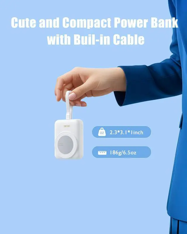 Alt view image 4 of 6 - Magnetic Portable Charger 10000mAh, Wireless Power Bank, 22.6W Fast Charging Power Bank, Compatible with iPhone Series, Android Devices, Compact and Lightweight for Short Travel-Black