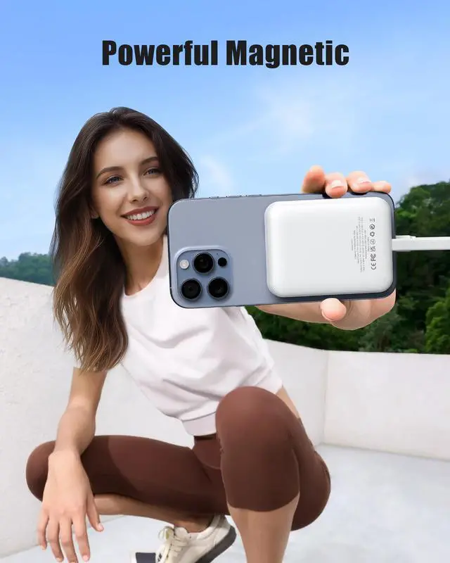 Alt view image 6 of 6 - Magnetic Portable Charger 10000mAh, Wireless Power Bank, 22.6W Fast Charging Power Bank, Compatible with iPhone Series, Android Devices, Compact and Lightweight for Short Travel-Black