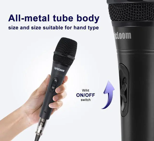 Alt view image 5 of 7 - Professional XLR Microphone Wired Set, Metal Vocal Dynamic Microphone with 16.4 XLR Male to Female Cable, Mic with Switch Set. Corded Microphone for Karaoke, Speaker, Singing, Recording