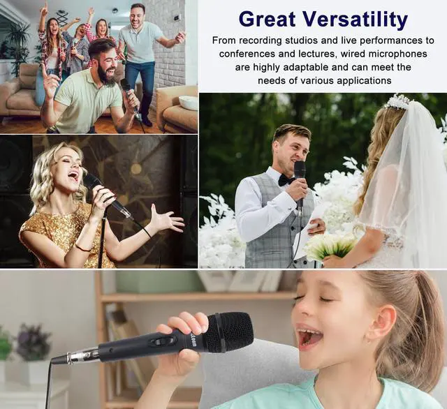 Alt view image 7 of 7 - Professional XLR Microphone Wired Set, Metal Vocal Dynamic Microphone with 16.4 XLR Male to Female Cable, Mic with Switch Set. Corded Microphone for Karaoke, Speaker, Singing, Recording