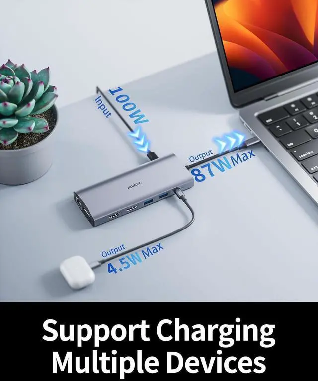 Alt view image 7 of 7 - USB C Laptop Docking Station, Docking Station Dual Monitor, 13 in 1 DockingStation 3 Monitors with 2HDMI,VGA, Ethernet,7USB C/A Port, 100w PD, SD/TF, USB C Hub for Dell/HP/Surface/Lenovo Laptop