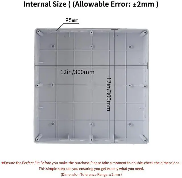 Alt view image 4 of 6 - 12" x 12" x 4" PVC Plastic Junction Box with Pre Molded 3/4" & 1" Punch in Holes Waterproof Electrical Boxes Project Junction Conduit Box for Electrical Outdoor Enclosure