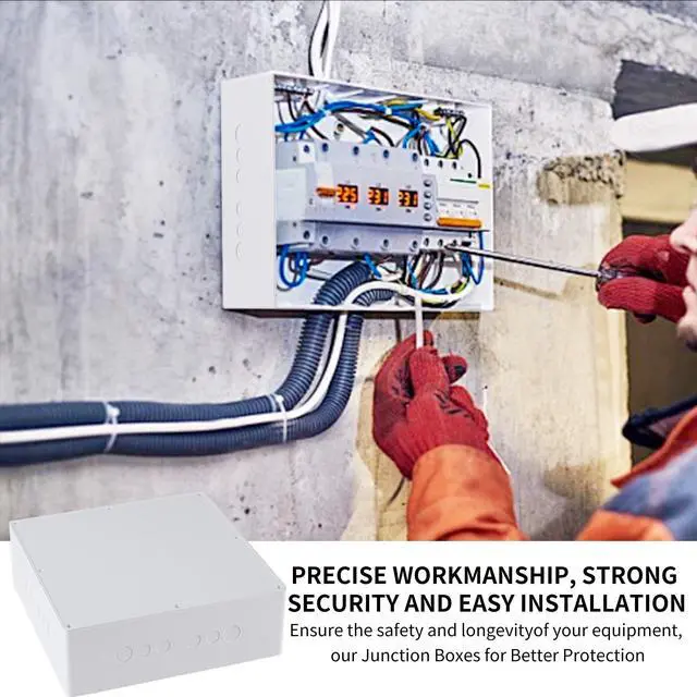 Alt view image 5 of 6 - 12" x 12" x 4" PVC Plastic Junction Box with Pre Molded 3/4" & 1" Punch in Holes Waterproof Electrical Boxes Project Junction Conduit Box for Electrical Outdoor Enclosure