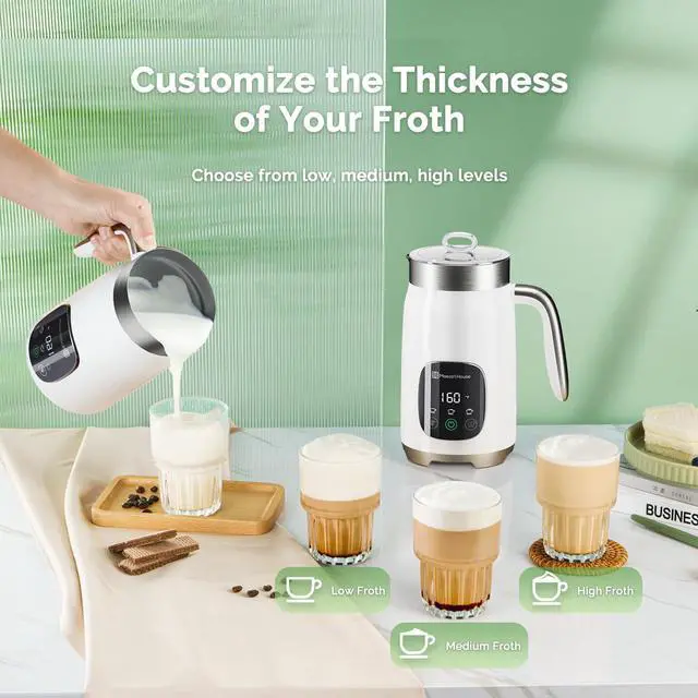 Alt view image 2 of 7 - Milk Frother, Variable Temp and Froth Thickness DualFro 400 Milk Frother and Steamer, 14.1OZ/400ML Smart Touch Control Foam Maker, Memory Function for Latte, Warm Milk, Hot Chocolate