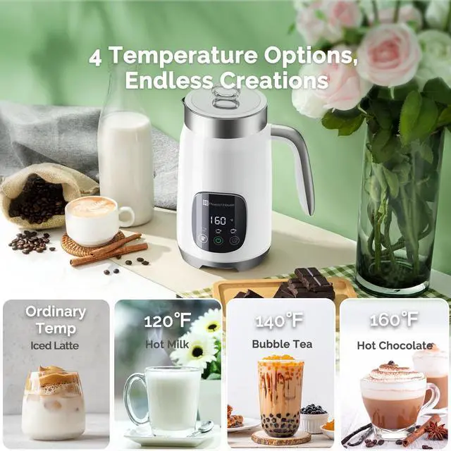 Alt view image 3 of 7 - Milk Frother, Variable Temp and Froth Thickness DualFro 400 Milk Frother and Steamer, 14.1OZ/400ML Smart Touch Control Foam Maker, Memory Function for Latte, Warm Milk, Hot Chocolate