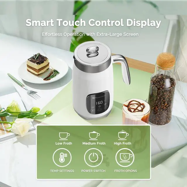 Alt view image 4 of 7 - Milk Frother, Variable Temp and Froth Thickness DualFro 400 Milk Frother and Steamer, 14.1OZ/400ML Smart Touch Control Foam Maker, Memory Function for Latte, Warm Milk, Hot Chocolate