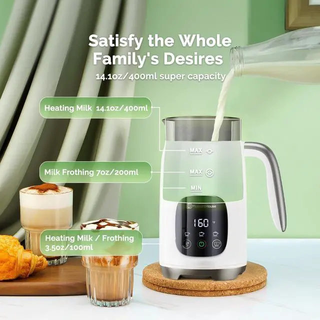 Alt view image 5 of 7 - Milk Frother, Variable Temp and Froth Thickness DualFro 400 Milk Frother and Steamer, 14.1OZ/400ML Smart Touch Control Foam Maker, Memory Function for Latte, Warm Milk, Hot Chocolate