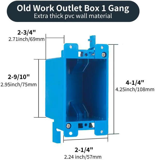 Alt view image 2 of 7 - 10-Pack Single Gang Electrical Outlet Box, Old Work Box, 14 Cubic Inch Switch Box Plastic Outlet Box 1-Gang Electrical Outlet Boxes Extenders for Residential Commercial Old Job Applications